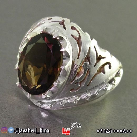 انگشتر کوارتز دودی خاص بسیار عالی